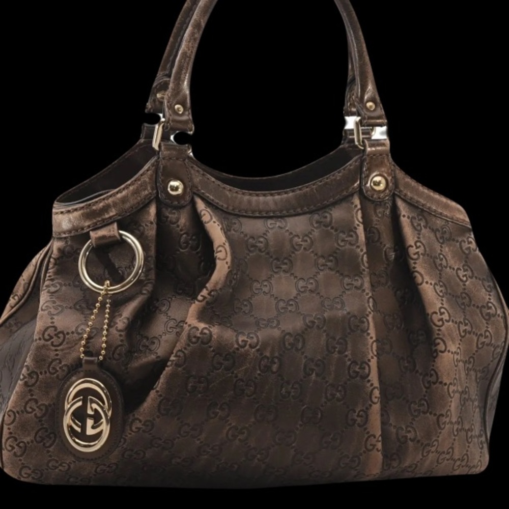 GUCCI Guccissima Sukey GG Leather Hobo Shoulder Satchel Tote π - Picture 1 of 15